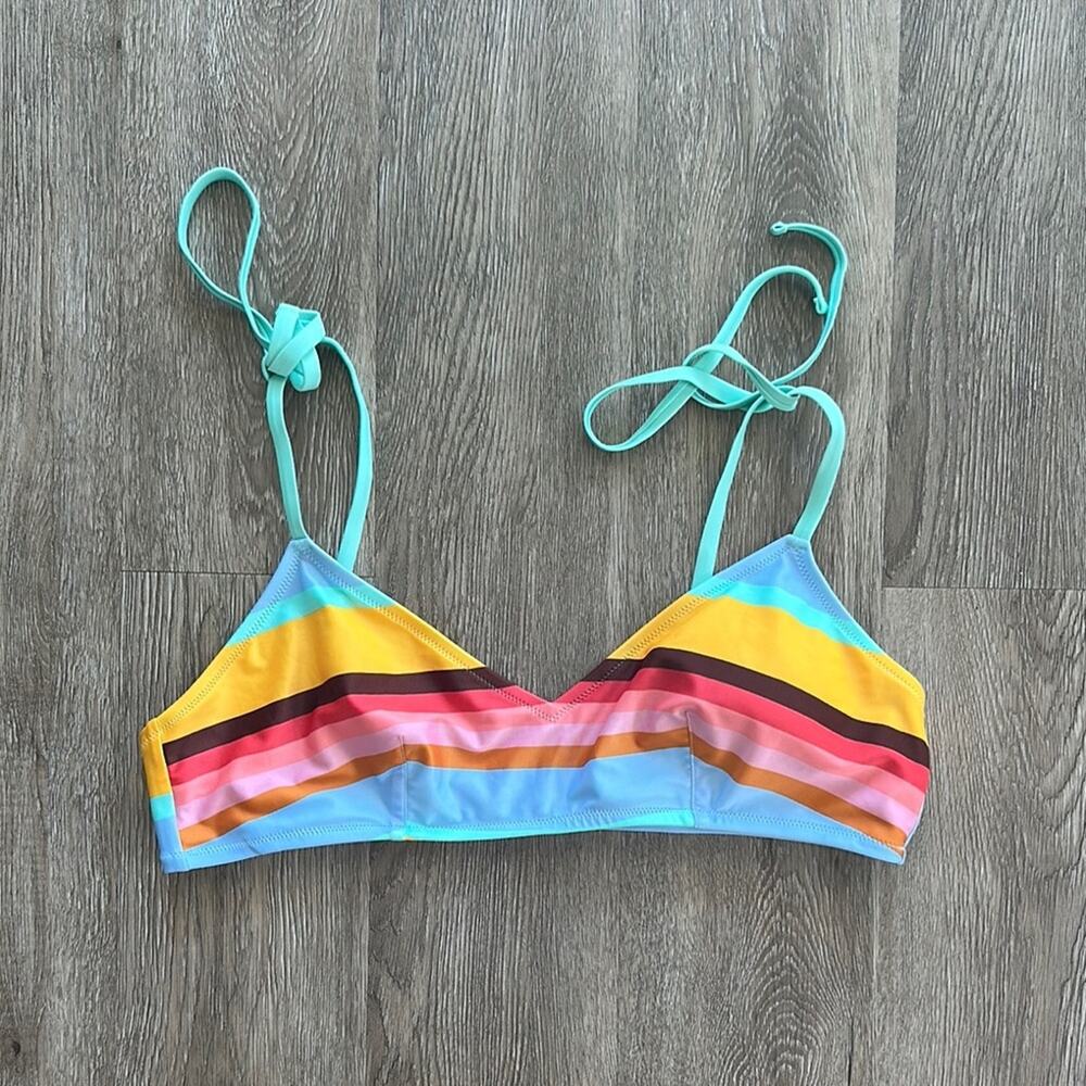 Aerie Scoop Bikini Top Multicolor Stripe Size XL